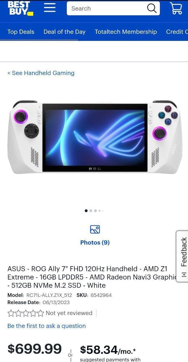 ASUS ROG Ally Handheld Console Price Leaked By BestBuy, $699.99 US For 16 GB & 512 GB Variant